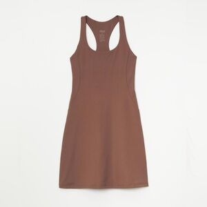 Girlfriend Collective Paloma Racerback Dress Mini Lined Workout Athletic Brown